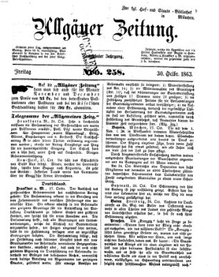 Allgäuer Zeitung Freitag 30. Oktober 1863