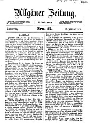 Allgäuer Zeitung Donnerstag 14. Januar 1864