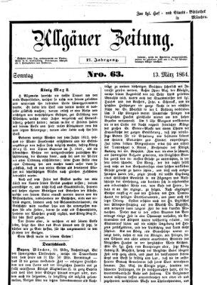 Allgäuer Zeitung Sonntag 13. März 1864