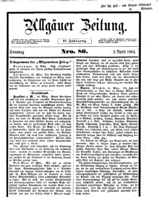 Allgäuer Zeitung Sonntag 3. April 1864