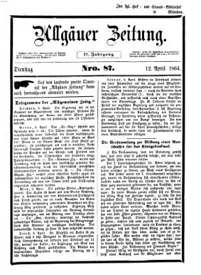 Allgäuer Zeitung Dienstag 12. April 1864