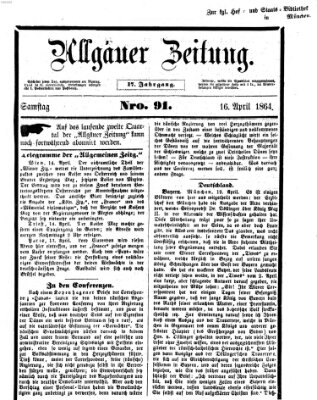 Allgäuer Zeitung Samstag 16. April 1864