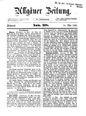 Allgäuer Zeitung Mittwoch 18. Mai 1864