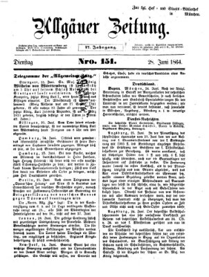 Allgäuer Zeitung Dienstag 28. Juni 1864