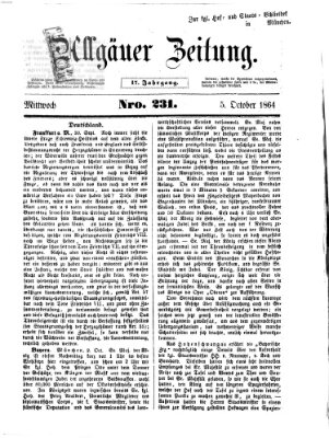 Allgäuer Zeitung Mittwoch 5. Oktober 1864