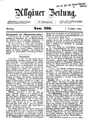 Allgäuer Zeitung Freitag 7. Oktober 1864