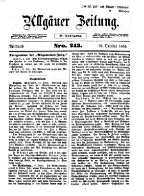 Allgäuer Zeitung Mittwoch 19. Oktober 1864