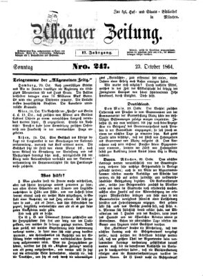 Allgäuer Zeitung Sonntag 23. Oktober 1864