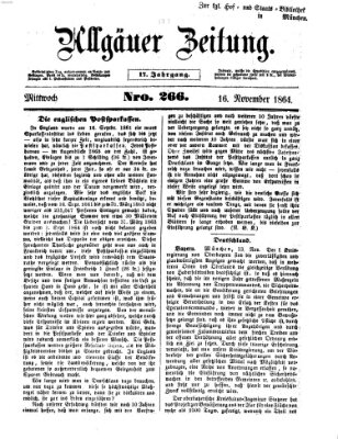 Allgäuer Zeitung Mittwoch 16. November 1864