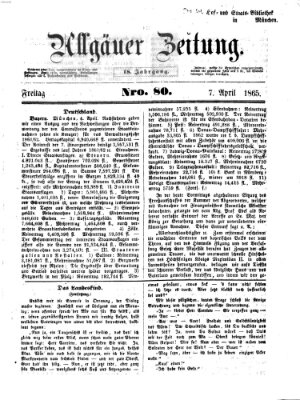 Allgäuer Zeitung Freitag 7. April 1865