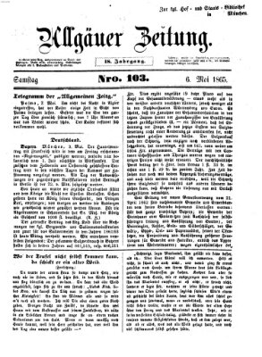 Allgäuer Zeitung Samstag 6. Mai 1865