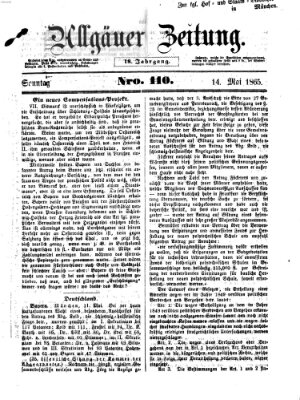 Allgäuer Zeitung Sonntag 14. Mai 1865