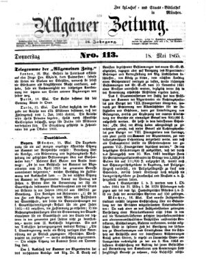 Allgäuer Zeitung Donnerstag 18. Mai 1865