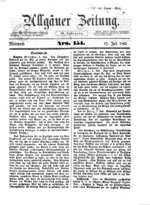 Allgäuer Zeitung Mittwoch 12. Juli 1865