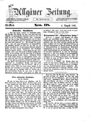 Allgäuer Zeitung Mittwoch 9. August 1865