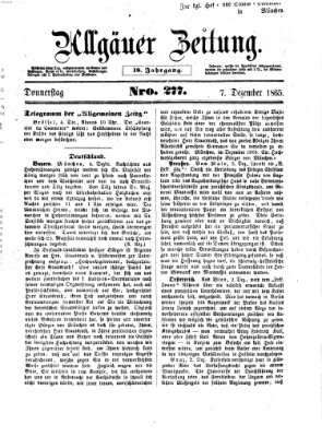 Allgäuer Zeitung Donnerstag 7. Dezember 1865