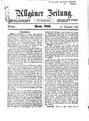 Allgäuer Zeitung Freitag 15. Dezember 1865