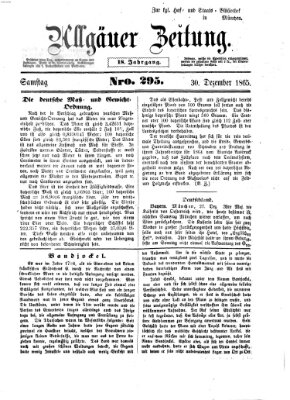 Allgäuer Zeitung Samstag 30. Dezember 1865
