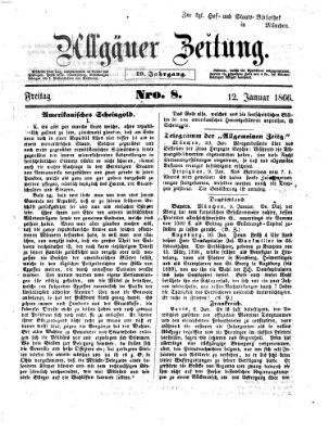 Allgäuer Zeitung Freitag 12. Januar 1866