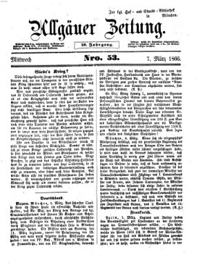 Allgäuer Zeitung Mittwoch 7. März 1866