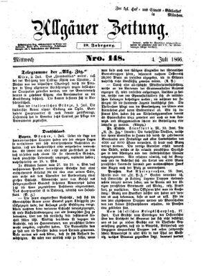 Allgäuer Zeitung Mittwoch 4. Juli 1866