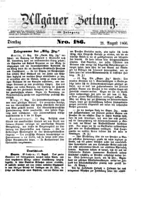 Allgäuer Zeitung Dienstag 21. August 1866