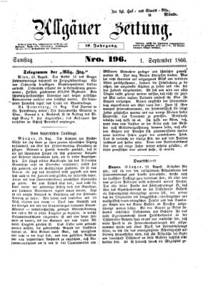 Allgäuer Zeitung Samstag 1. September 1866