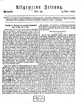 Allgemeine Zeitung Mittwoch 23. Januar 1799