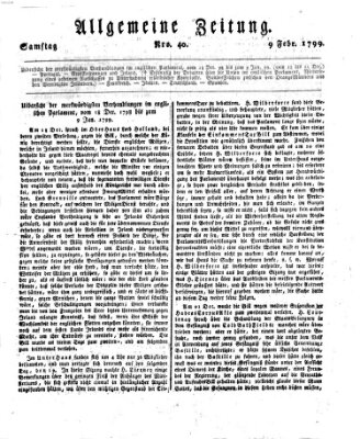 Allgemeine Zeitung Samstag 9. Februar 1799