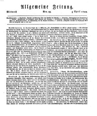 Allgemeine Zeitung Mittwoch 3. April 1799