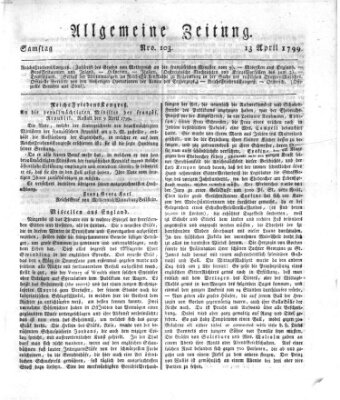 Allgemeine Zeitung Samstag 13. April 1799