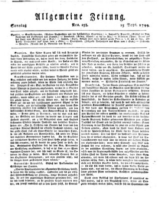 Allgemeine Zeitung Sonntag 15. September 1799