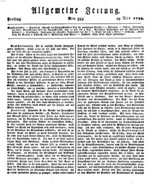 Allgemeine Zeitung Freitag 29. November 1799