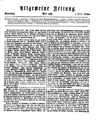 Allgemeine Zeitung Sonntag 1. Dezember 1799