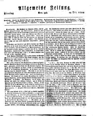 Allgemeine Zeitung Dienstag 24. Dezember 1799