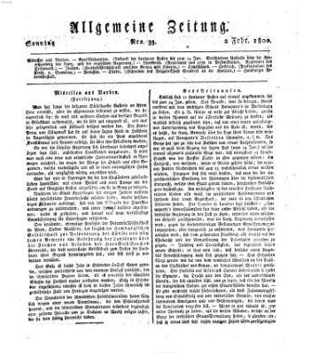 Allgemeine Zeitung Sonntag 2. Februar 1800