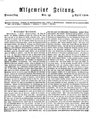 Allgemeine Zeitung Donnerstag 3. April 1800