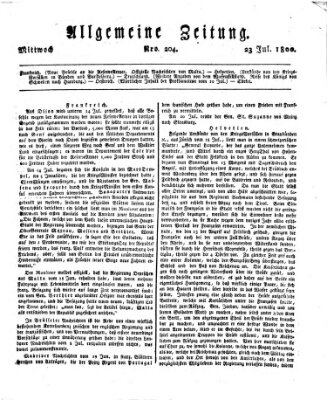 Allgemeine Zeitung Mittwoch 23. Juli 1800