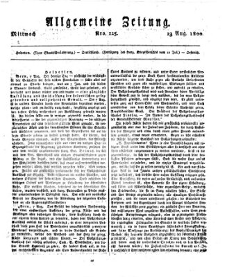 Allgemeine Zeitung Mittwoch 13. August 1800