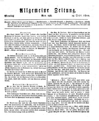 Allgemeine Zeitung Montag 15. September 1800