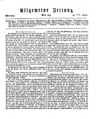 Allgemeine Zeitung Montag 20. Oktober 1800