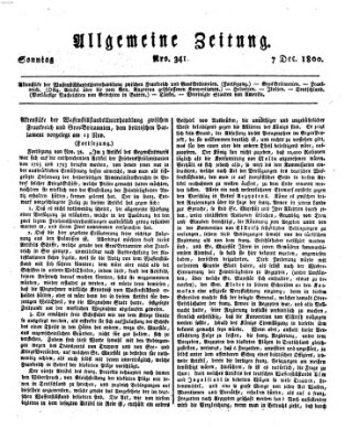 Allgemeine Zeitung Sonntag 7. Dezember 1800