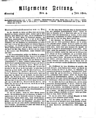 Allgemeine Zeitung Sonntag 4. Januar 1801