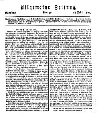 Allgemeine Zeitung Samstag 28. Februar 1801