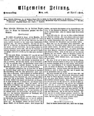 Allgemeine Zeitung Donnerstag 16. April 1801