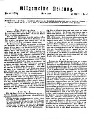 Allgemeine Zeitung Donnerstag 30. April 1801