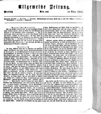 Allgemeine Zeitung Montag 17. August 1801