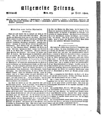 Allgemeine Zeitung Mittwoch 30. September 1801
