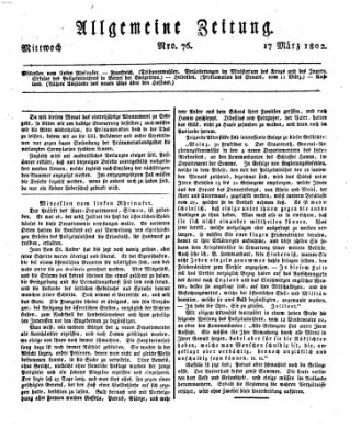 Allgemeine Zeitung Mittwoch 17. März 1802