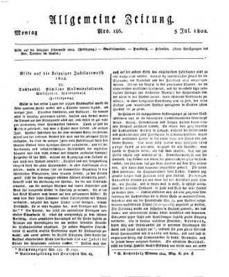 Allgemeine Zeitung Montag 5. Juli 1802